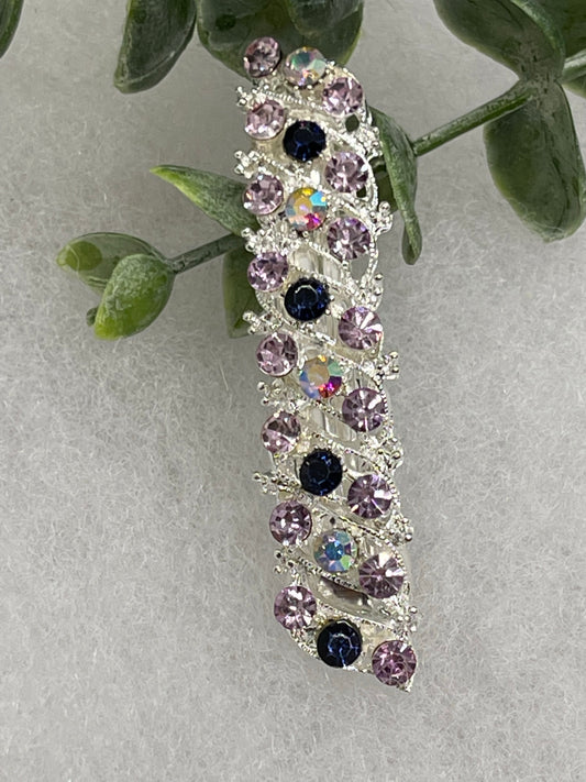 Purple blue Crystal rhinestone barrette approximately 3.0” wedding bridal shower engagement formal princess accessory at