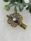 Yellow crystal rhinestone flower 2.0”alligator clip Antique vintage style bridal Wedding shower sweet 16 birthday princess bridesmaid hair accessory