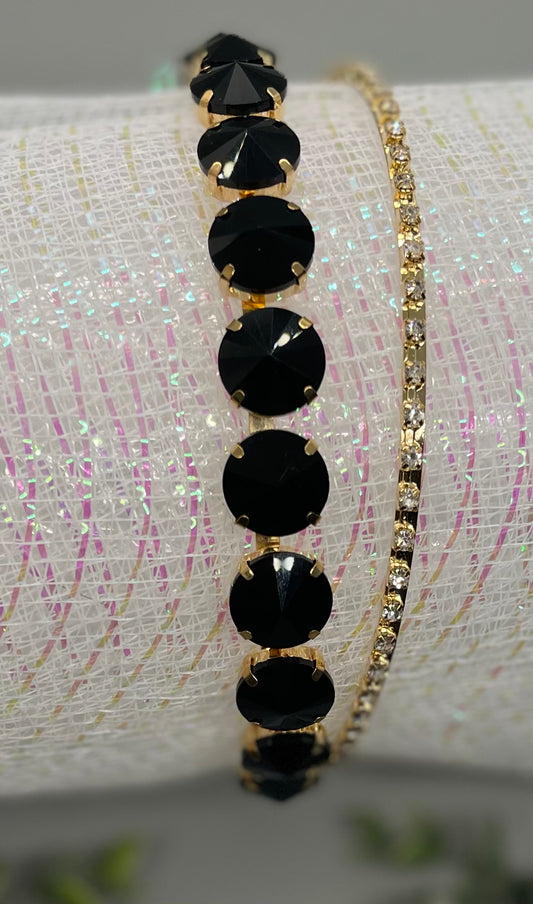 Black crystal rhinestone luxe headband Elegant formal princess wedding engagement birthday bridesmaid sweet 16 hair accessory accessories