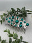 Teal Pearl Antique vintage Style silver 3.5 side Comb wedding engagement bride princess formal hair accessory accessories