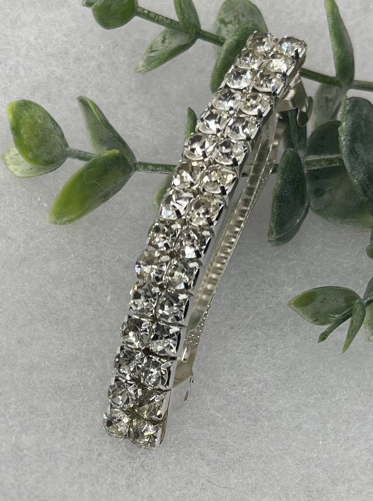 Clear Crystal Rhinestone Barrette approximately 3.0” Metal silver tone formal hair accessory gift wedding bridal shower accessories