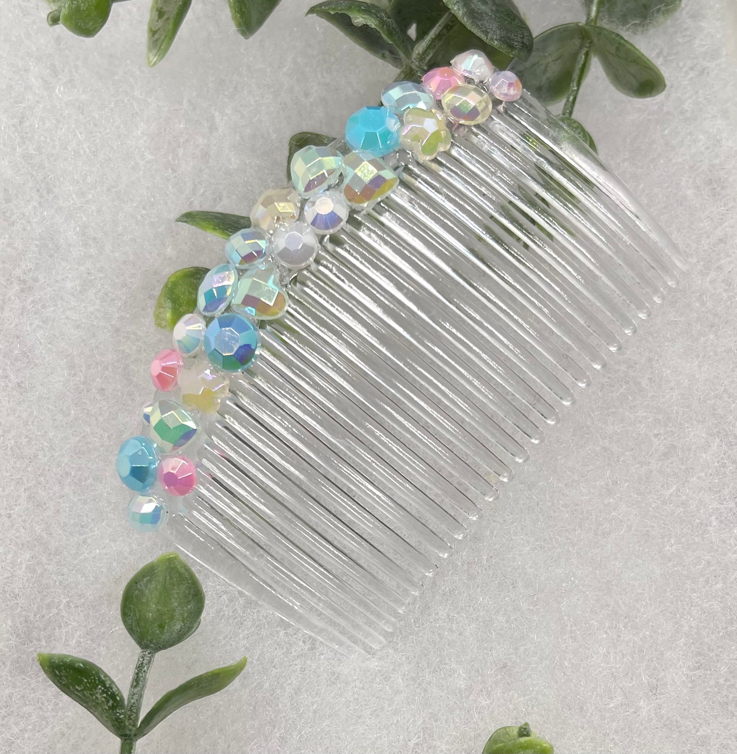 Cotton candy multiple color Style faux pearl  3.5” plastic side Comb bridal accents handmade by hairdazzzel wedding accessory