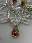 Ruby Red  peacock crystal rhinestone necklace earrings set