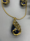 Royal blue Crystal peacock necklace earrings set