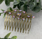 Lavender iridescent gel crystal vintage style antique hair accessories gift birthday event formal bridesmaid  2.5” Metal side Comb #255