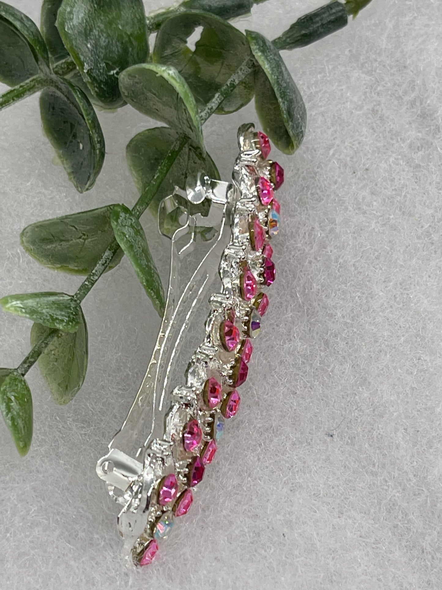Pink Crystal rhinestone barrette approximately 3.0” wedding bridal shower engagement formal princess accessory at