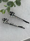 Clear crystal rhinestone butterfly approximately 2.5”  black  tone hair pins 2 pc set wedding bridal shower