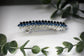 Blue Crystal rhinestone barrette approximately 3.0” Silver tone formal hair accessories gift wedding bridesmaid