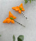 2 pc orange Butterfly hair pins approximately 2.0”silver tone formal hair accessory gift wedding bridal Hair accessory #011