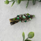 Green Pearl Crystal vintage antique style leaf hair alligator clip approximately 2.5” long Handmade hair accessory bridal wedding Retro