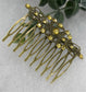 Yellow  crystal rhinestone 2.5”side comb Antique vintage style bridal Wedding shower sweet 16 birthday princess bridesmaid hair accessory