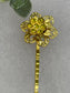 Yellow crystal rhinestone gold vintage antique style hair pin approximately 2.5” long Handmade hair accessory bridal wedding Retro