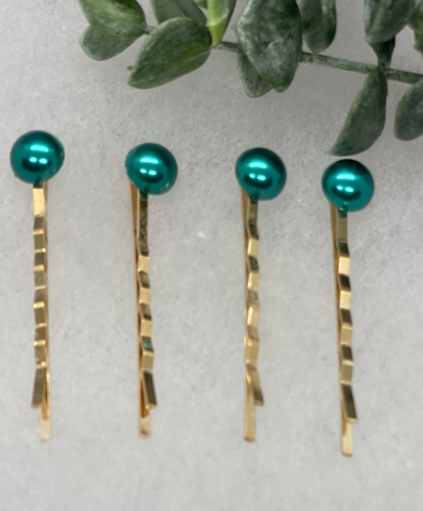 Teal faux pearl 4 pc set Gold Antique vintage Style approximately 3.0” hair pin wedding engagement bride princess formal hair accessories