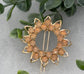 Peach crystal rhinestone sunflower approximately 2.5” barrette Gold vintage style bridal Wedding shower