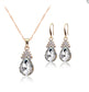 Crystal teardrop Zinc Alloy Jewelry Sets earring necklace plated fashion jewelry for woman with rhinestone nickel lead cadmium free ngs set