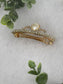 Teardrop Pearl Crown Crystal hair barrette approximately 3.0” gold  tone formal hair accessory wedding bridal engagement princess bridesmaid