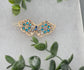 Teal butterfly crystal rhinestone  approximately 2.0” barrette Gold vintage style bridal Wedding shower sweet 16