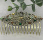 Camouflage Crystal vintage antique style leaf  side hair comb approximately 3.5” long  Handmade hair accessory bridal wedding Retro