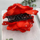 Red Rose flower crystal rhinestone embellished Claw Jaw clip approximately Large 5.0”W 4.0”L formal hair accessory wedding bridal engagement