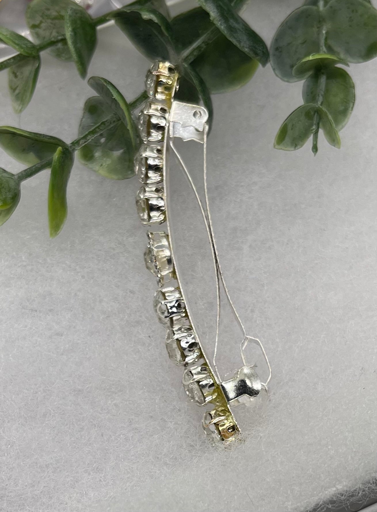 Clear Crystal rhinestone silver  tone barrette approximately 3.0” long hair accessory bridal wedding Retro Bridal Party Prom Birthday gifts