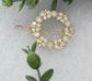 Cream crystal rhinestone flower approximately 2.5” barrette Gold vintage style bridal Wedding shower