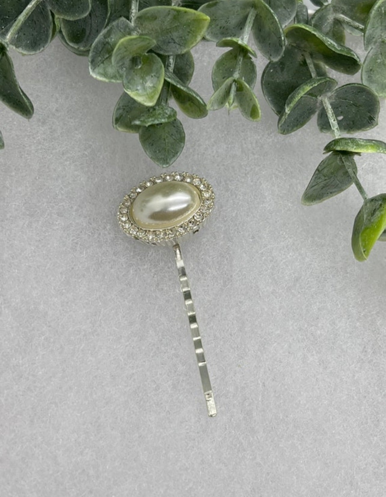 large faux pearl crystal vintage antique style hair pin approximately 2.5” long Handmade hair accessory bridal wedding Retro