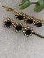 Navy blue crystal rhinestone approximately 2.0” gold tone hair pins 2 pc set wedding bridal shower engagement formal princess accessory accessories