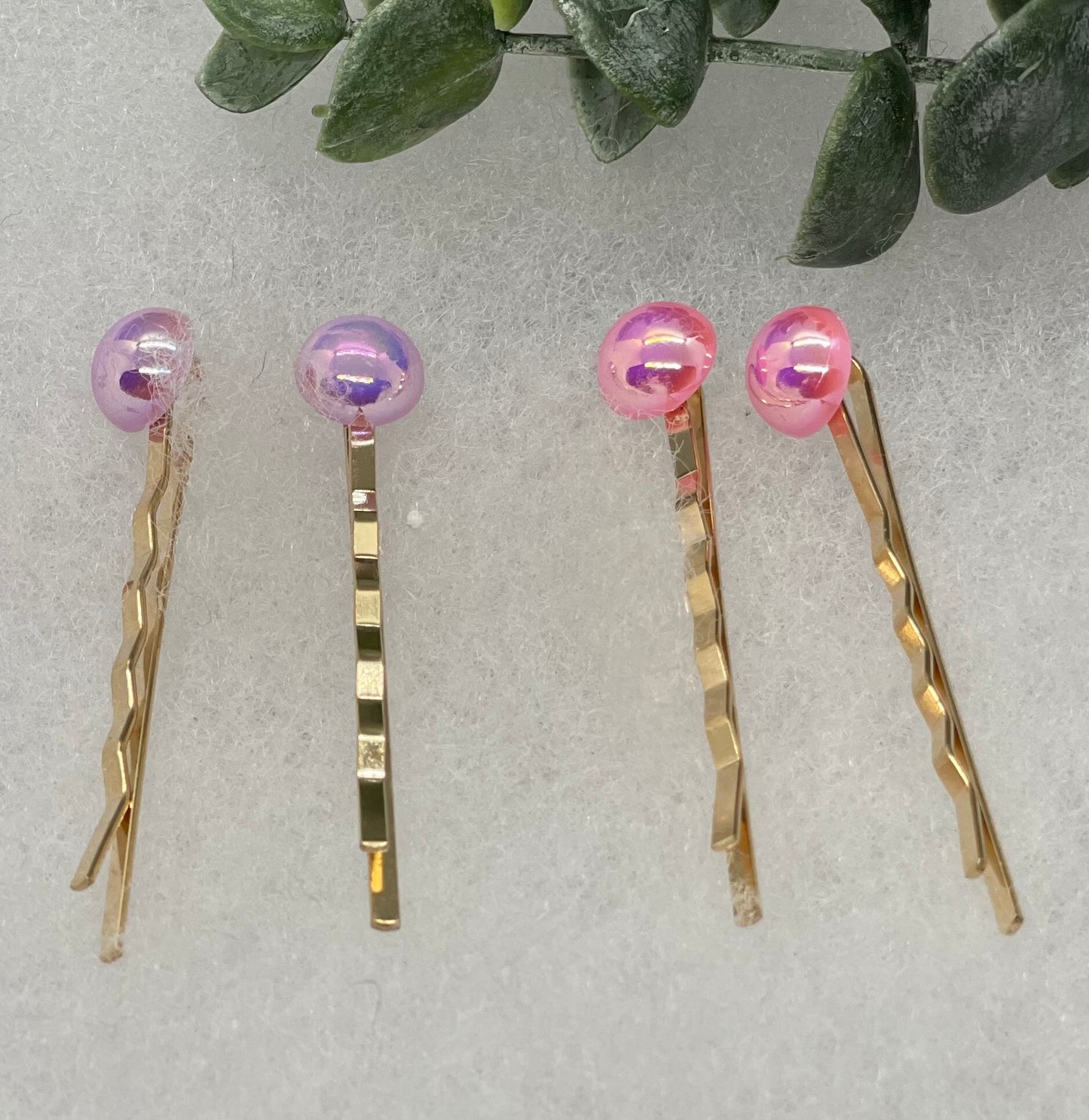 Pink Purple  faux pearl 4 pc set Gold Antique vintage Style approximately 3.0” hair pin wedding engagement bride princess formal hair accessories