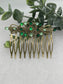 Green crystal rhinestone 2.5”side comb Antique vintage style bridal Wedding shower sweet 16 birthday princess bridesmaid hair accessory