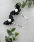 2 pc black white Butterfly hair pins approximately 2.0”silver tone formal hair accessory gift wedding bridal Hair accessory #003