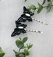 2 pc black white Butterfly hair pins approximately 2.0”silver tone formal hair accessory gift wedding bridal Hair accessory #004