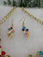 Rainbow Gold Crystal rhinestone necklace earrings set wedding engagement formal accessory