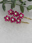 Hot pink crystal rhinestone flowers approximately 2.0” gold tone hair pins 2 pc set wedding bridal shower engagement