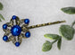 Royal Blue pearl vintage antique style hair pin approximately 2.5” long Handmade hair accessory bridal wedding Retro