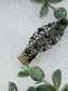 Emerald  crystal vintage antique style leaf hair alligator clip on a 2.5”Handmade hair accessory bridal wedding Retro Bridal Party Prom Birthday gifts