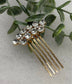 Gold crystal rhinestone flowers approximately 2.5” hair side comb wedding bridal shower engagement formal princess accessory accessories
