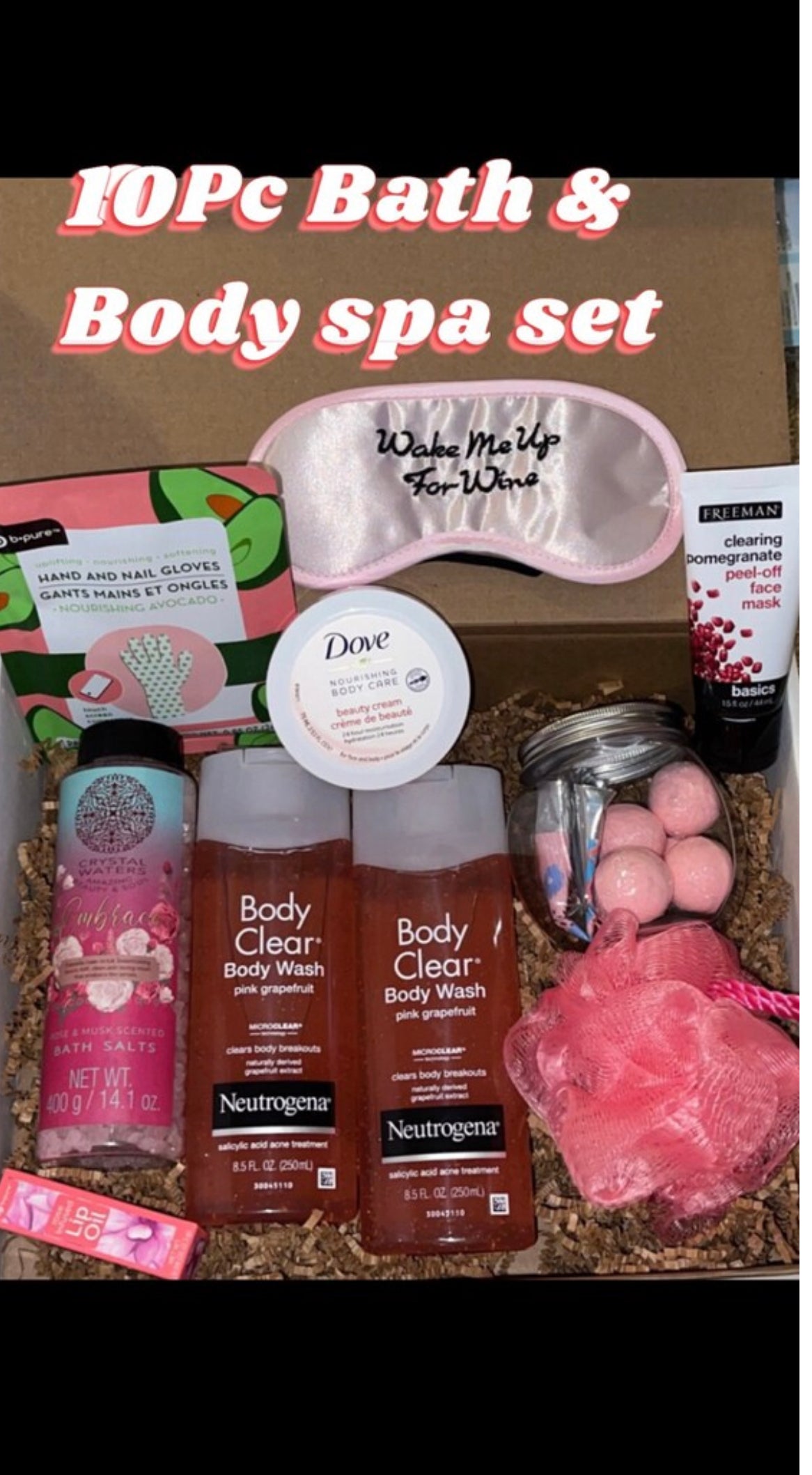 10 Pc neutrogena body & bath spa gift set Box Valentine’s Day Birthday Shower gift sets