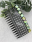 Light Green faux Rhinestone  hair comb accessory side Comb 3.5” black plastic side Comb