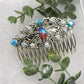 Blue iridescent pearl Vintage Style Crystal Rhinestone 3.5” antique tone Metal side Comb bridal accessories