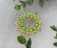 Green crystal rhinestone sunflower approximately 2.5” barrette Gold vintage style bridal Wedding shower