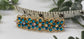 Teal Crystal rhinestone barrette approximately 3.0” gold tone formal hair accessories gift wedding bridesmaid