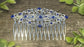 Sapphire blue crystal rhinestone Comb on 3.5” silver Metal Hair Comb accessory Handmade Retro Bridal Prom