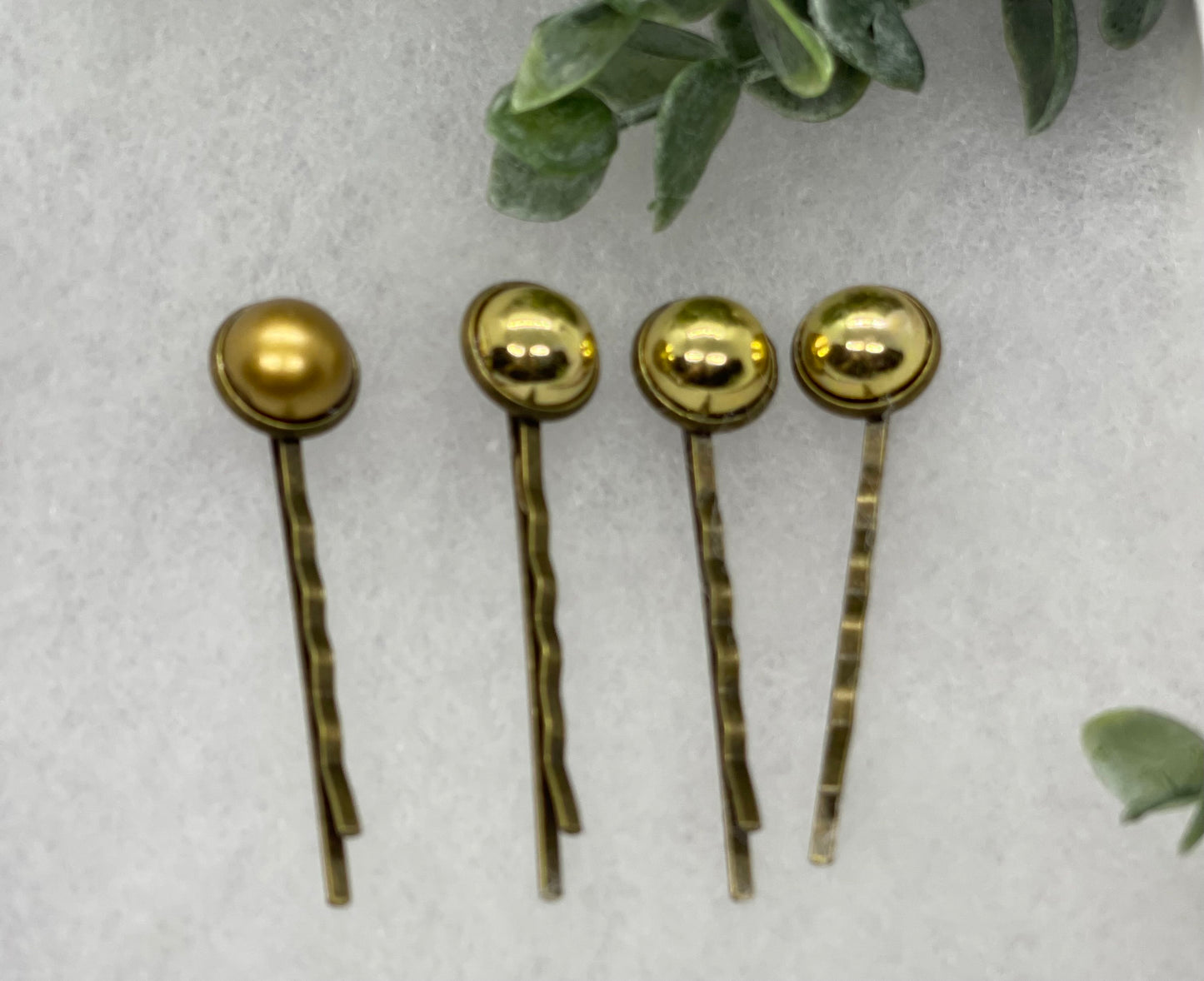 Gold faux pearl 4 pc set Gold Antique vintage Style approximately 3.0” hair pin wedding engagement bride princess formal hair accessories