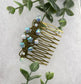 Iridescent baby blue pearl Vintage Style Crystal Rhinestone 2.5” antique tone Metal side Comb bridal accessories