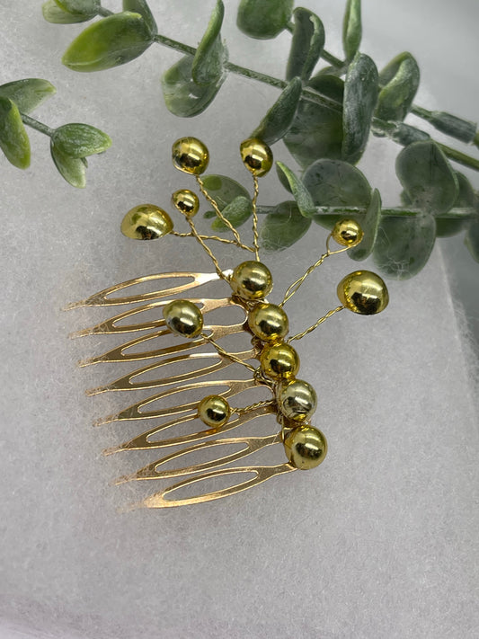 Gold faux Pearl 2.0” gold tone bridal side Comb accents vine handmade by hairdazzzel wedding accessory bride princess gifts