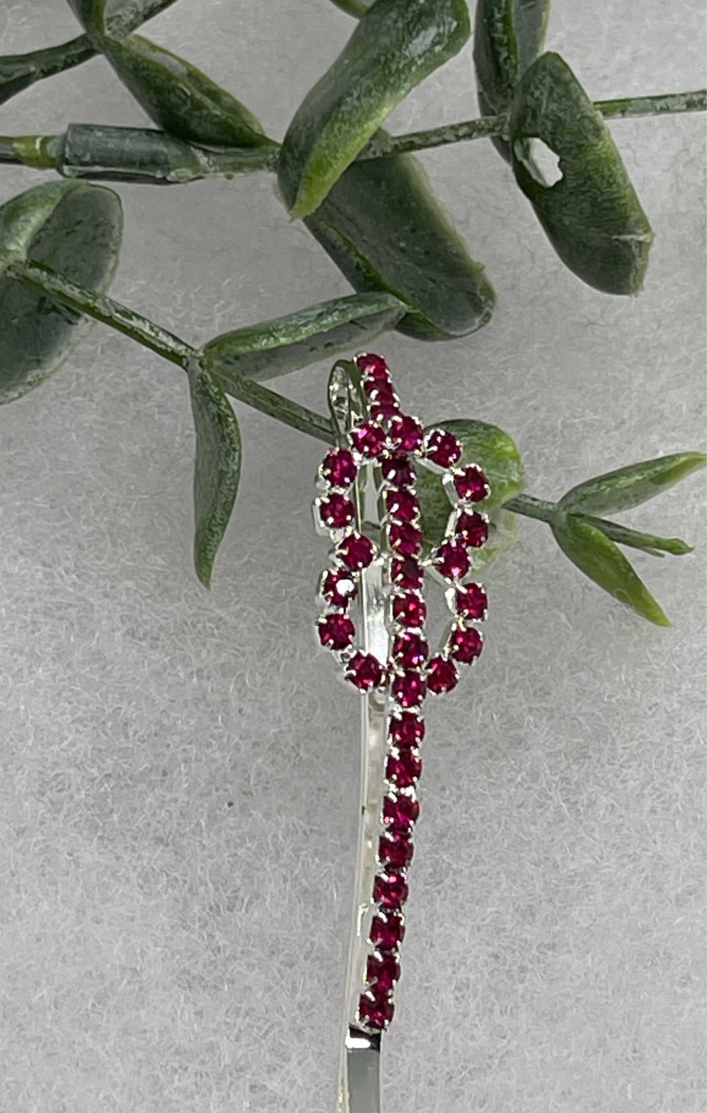 Purple eternal rings Crystal Rhinestone hair pin silver tone approx 2.5”  bridesmaid wedding formal princess accessory accessories