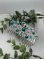 Teal Pearl crystal Antique vintage Style silver crystal 3.5 side Comb wedding engagement bride princess formal hair accessory