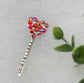 Red iridescent heart crystal rhinestone silver 2.5” hair pin hair accessories gift birthday