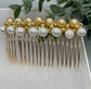 Peach  gold beaded side Comb 3.5” gold Metal hair Accessories bridesmaid birthday princess wedding gift handmade accessories