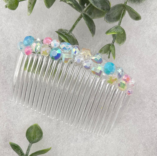 Cotton candy multiple color Style faux pearl  3.5” plastic side Comb bridal accents handmade by hairdazzzel wedding accessory